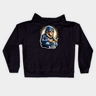 Lion Playing Drums Kids Hoodie